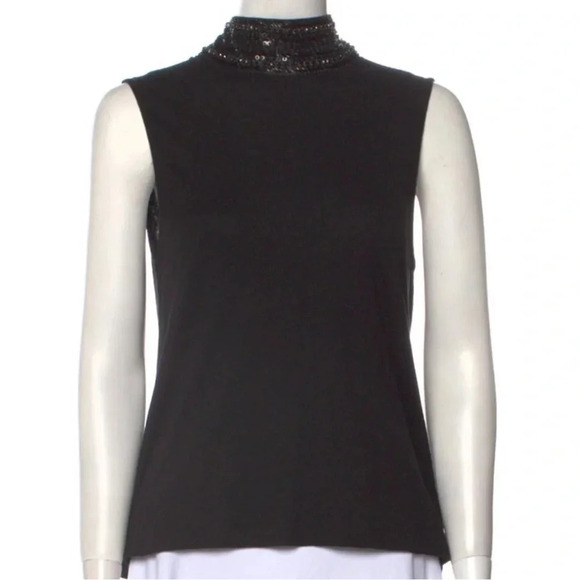 Generation Love Beaded Nicky Linen Turtleneck Bow Tie Back Top Black Size L NWT - Picture 4 of 15